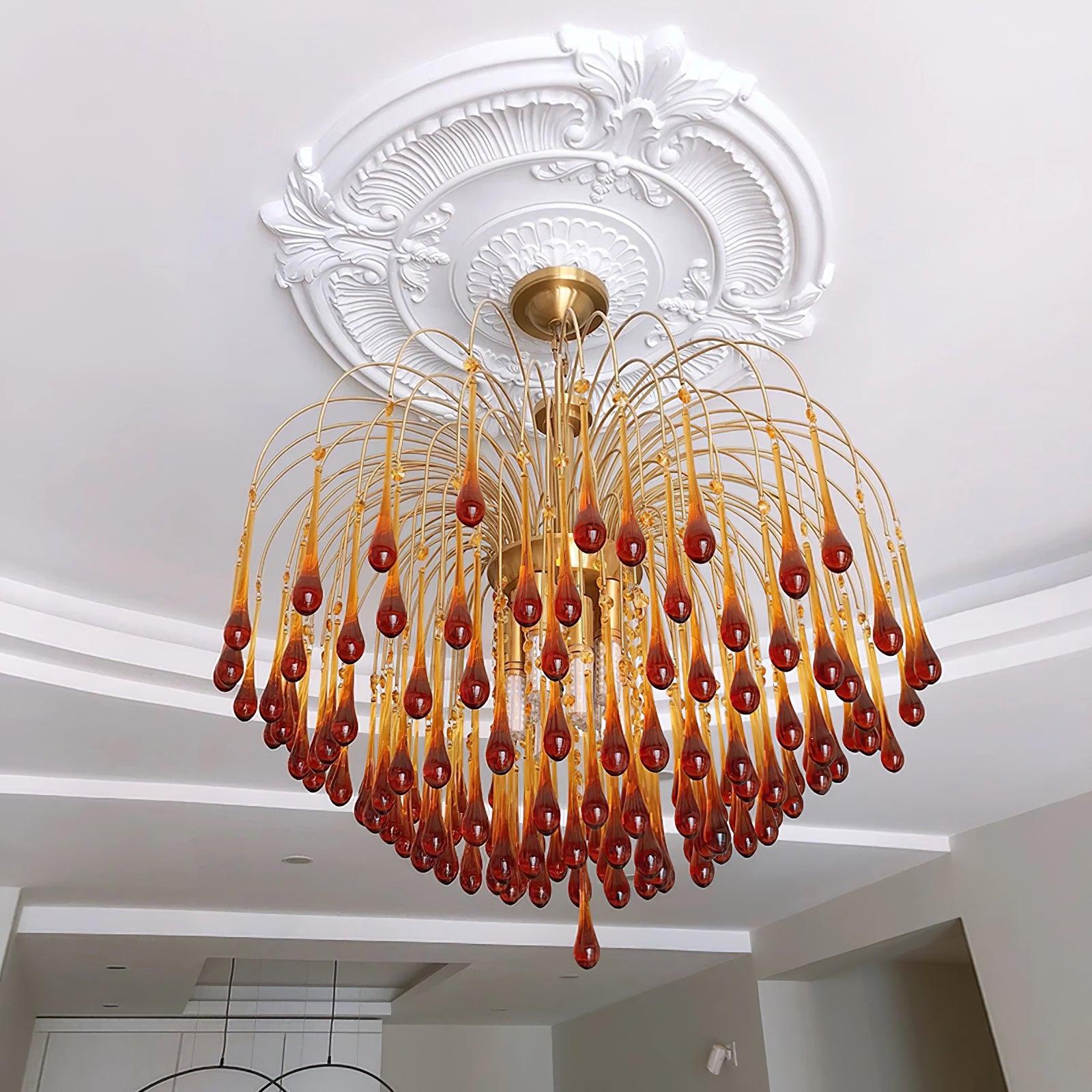 Ciel Chandelier Golden Arms and Crystal