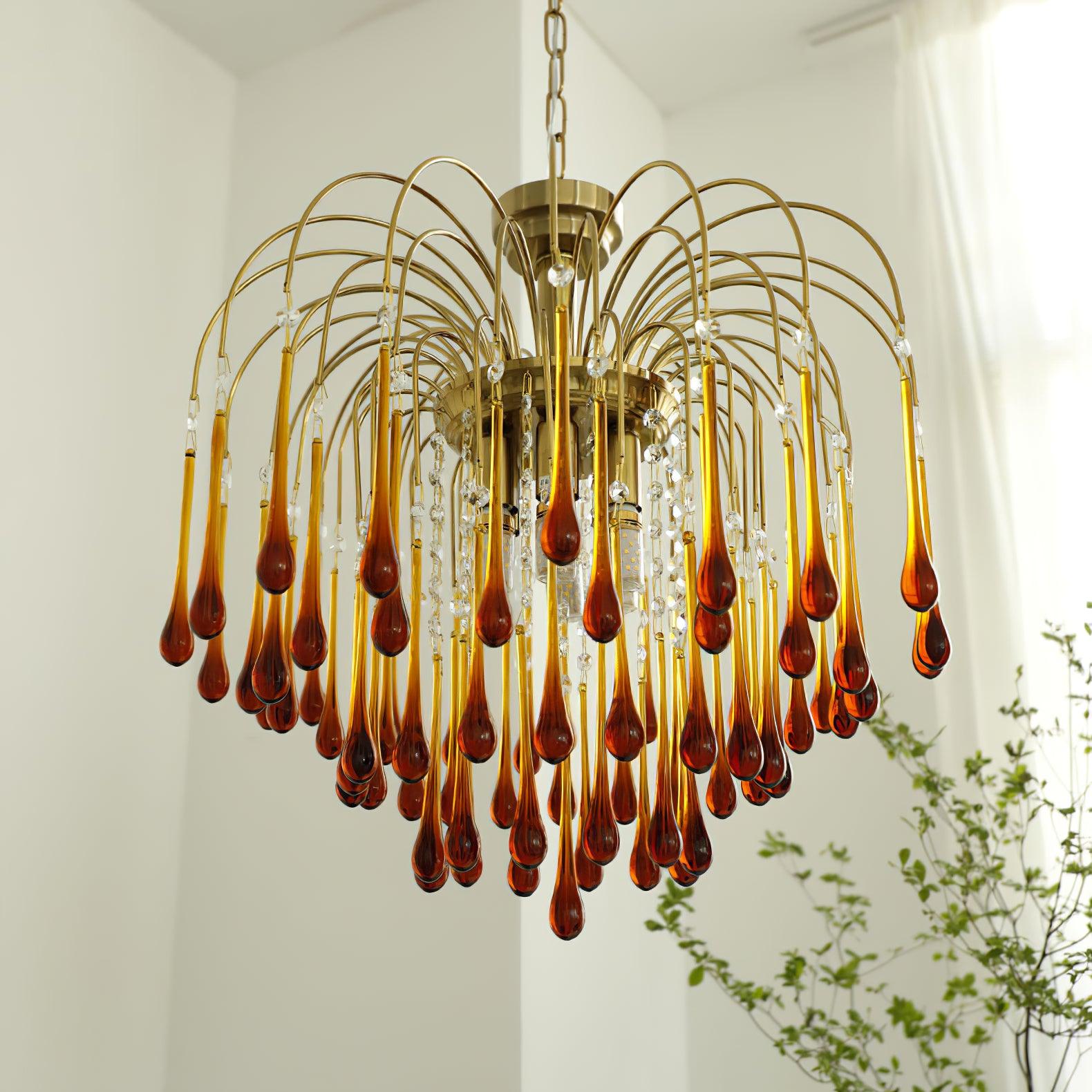 Ciel Chandelier Golden Arms and Crystal