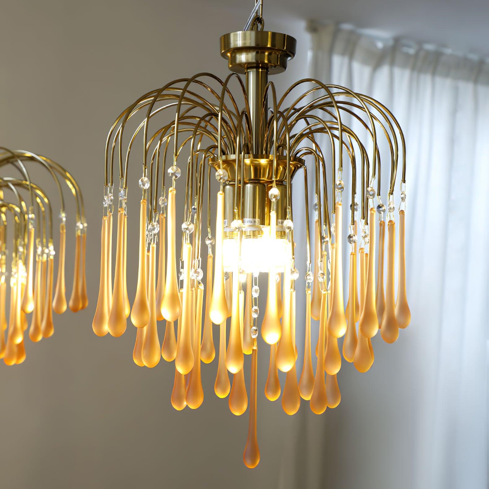 Ciel Chandelier Golden Arms and Crystal