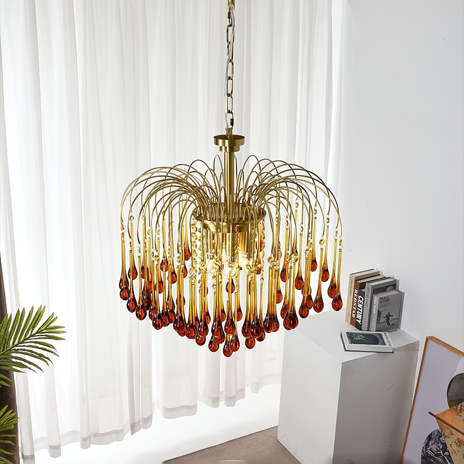 Ciel Chandelier Golden Arms and Crystal