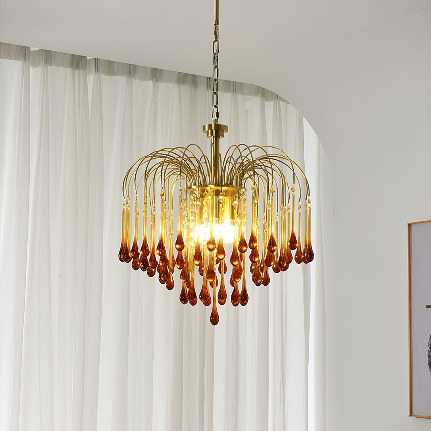 Ciel Chandelier Golden Arms and Crystal