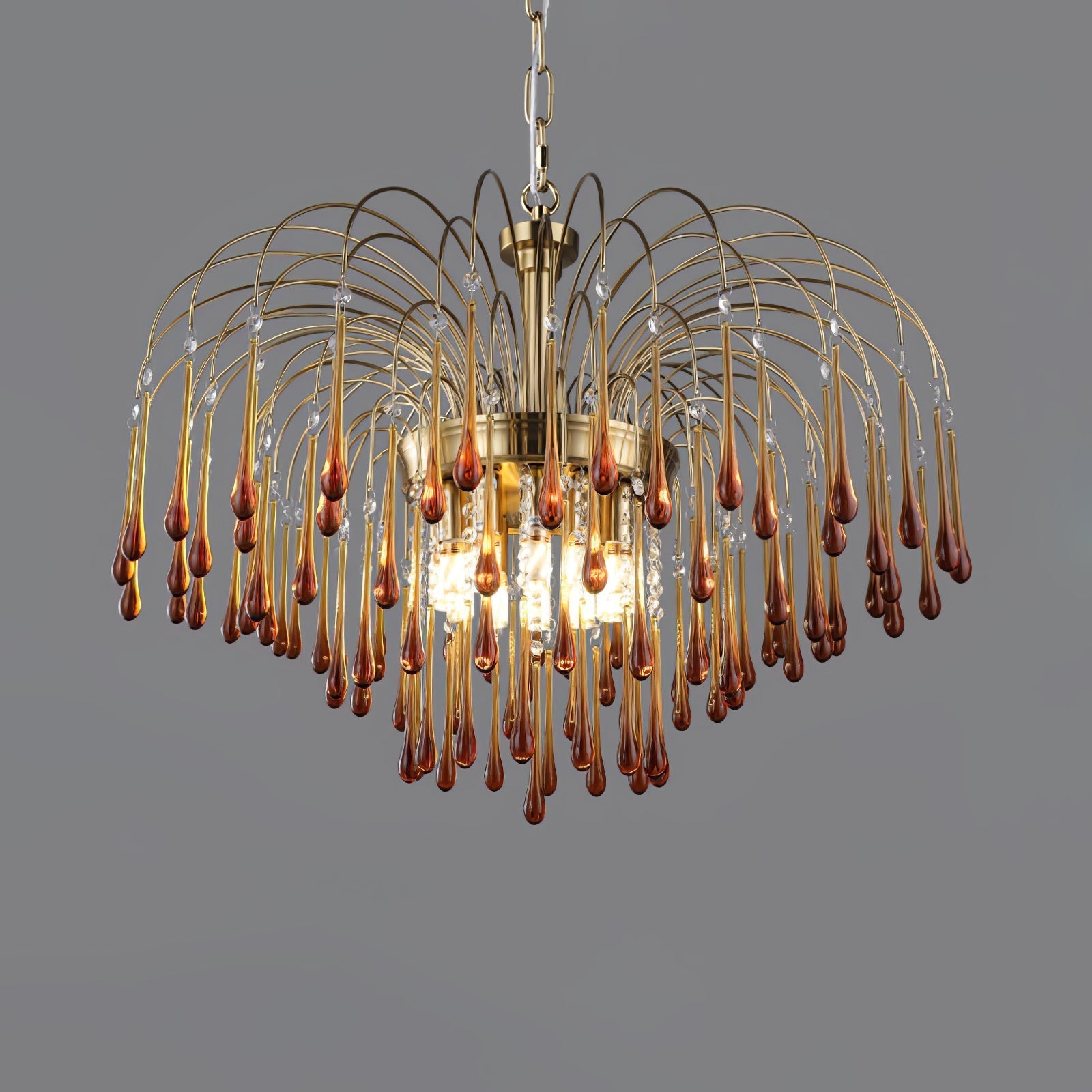 Ciel Chandelier Golden Arms and Crystal