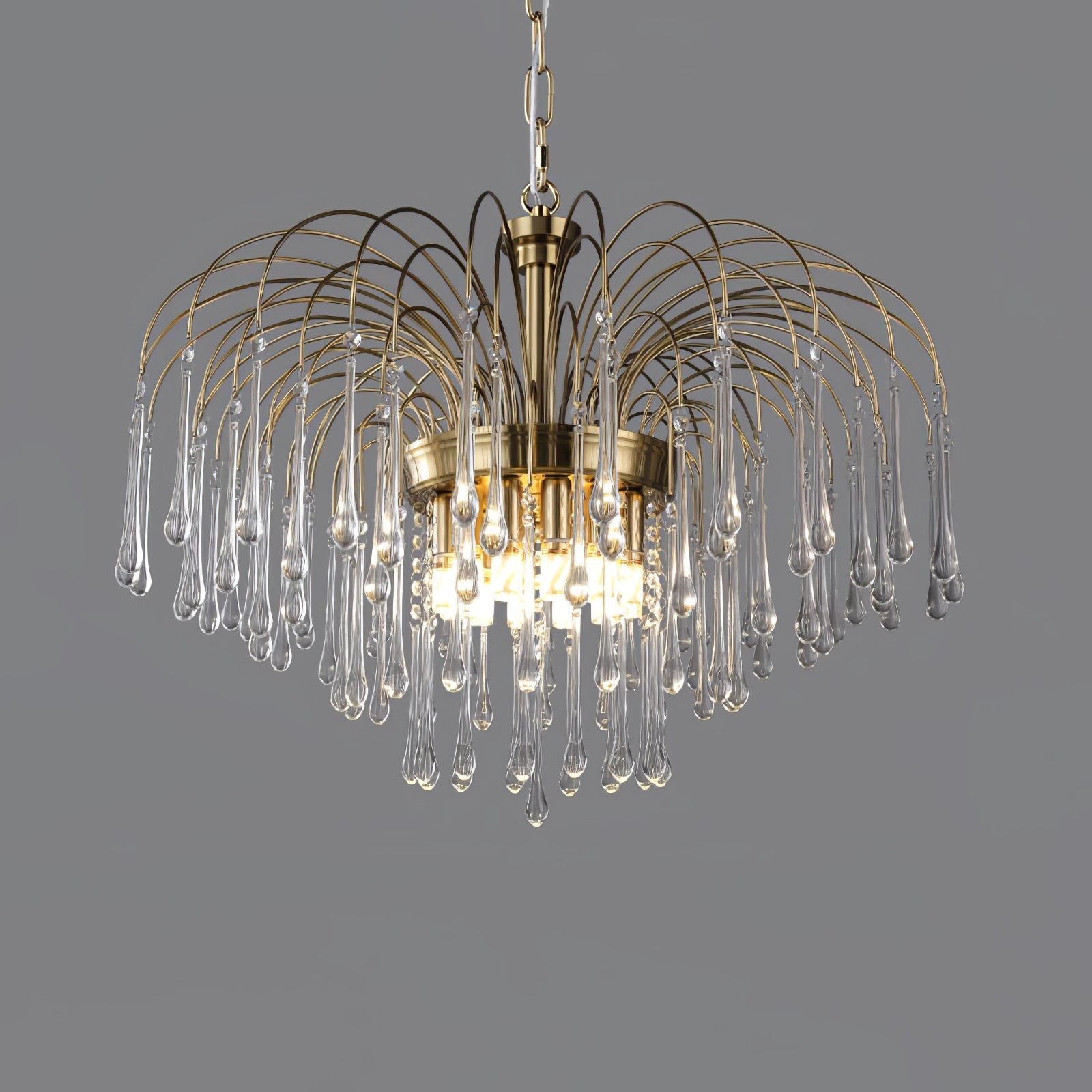 Ciel Chandelier Golden Arms and Crystal