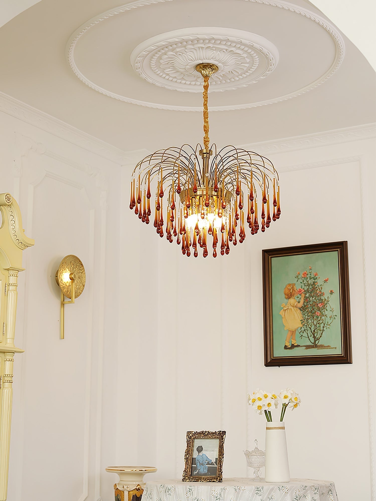 Ciel Chandelier Golden Arms and Crystal