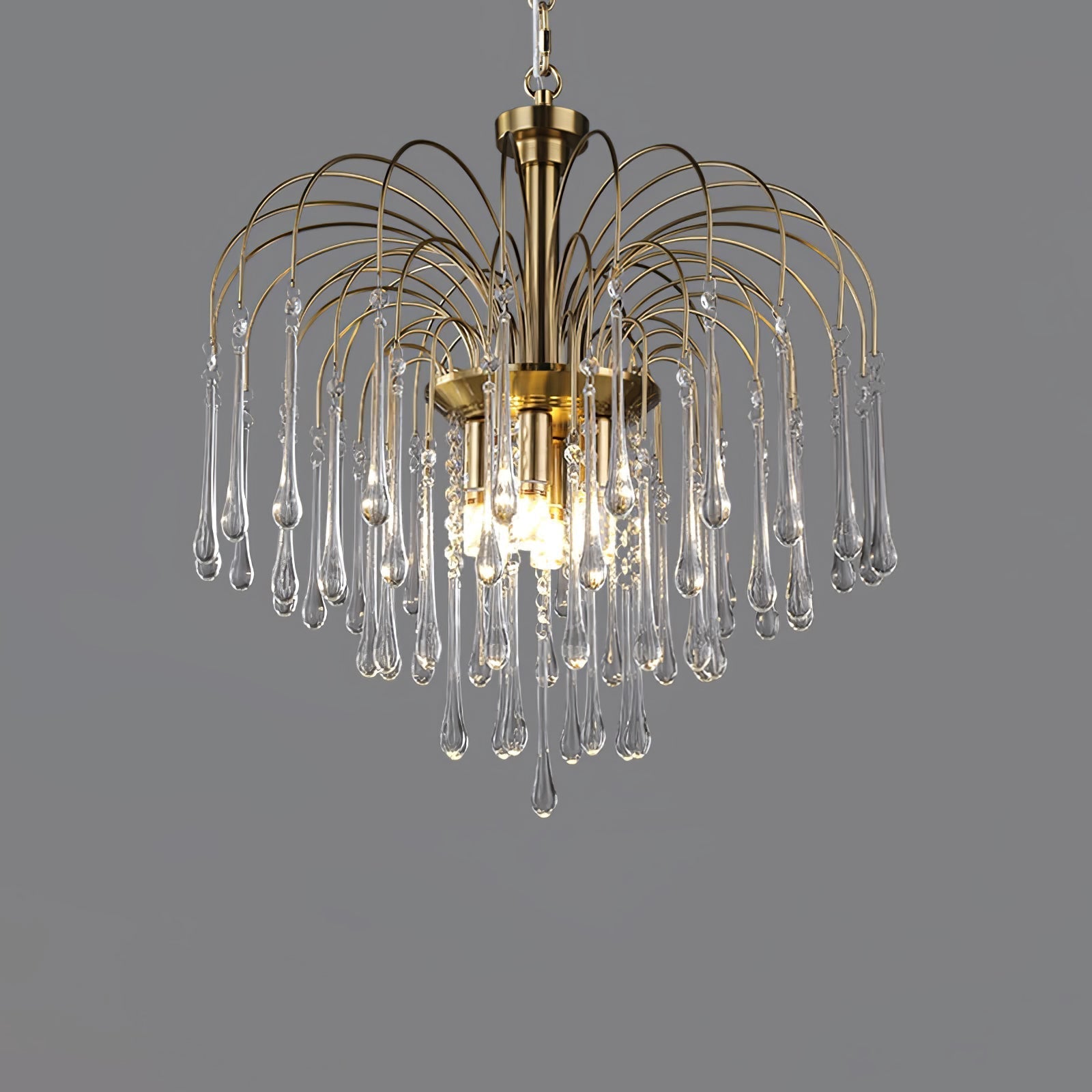 Ciel Chandelier Golden Arms and Crystal