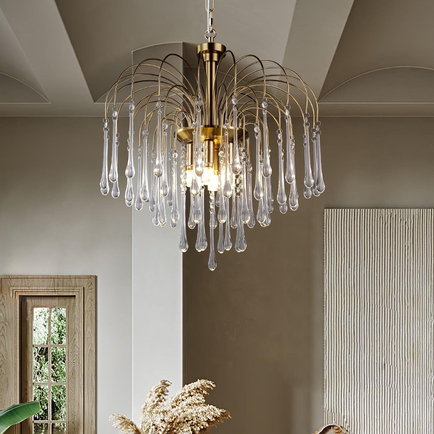 Ciel Chandelier Golden Arms and Crystal
