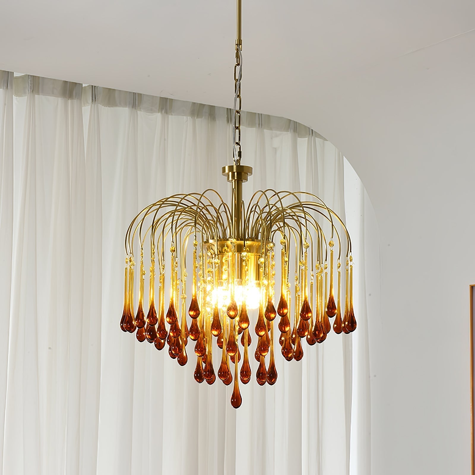 Ciel Chandelier Golden Arms and Crystal