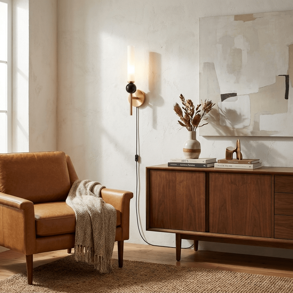 Marble Vertical Plug-in Wall Lamp