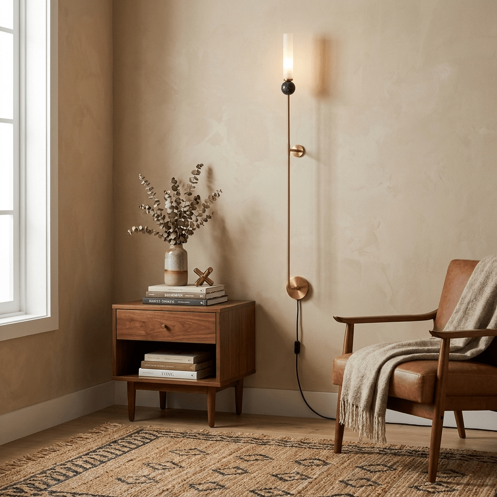 Marble Vertical Plug-in Wall Lamp