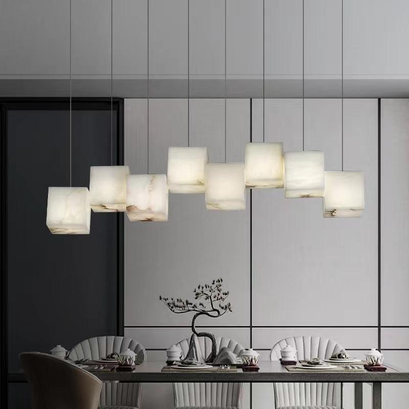 Develo Minimalist Alabaster Linear Pendant Light Chandelier