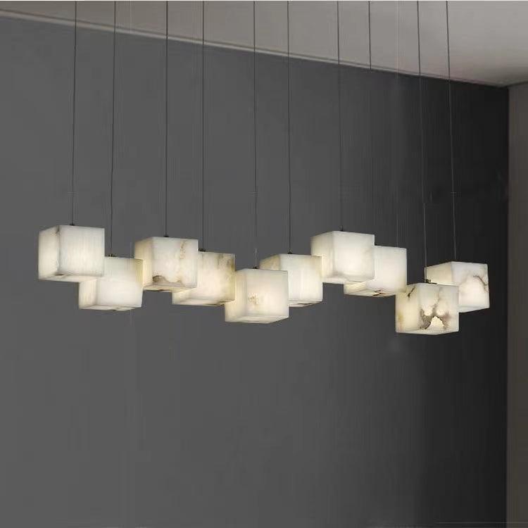 Develo Minimalist Alabaster Linear Pendant Light Chandelier