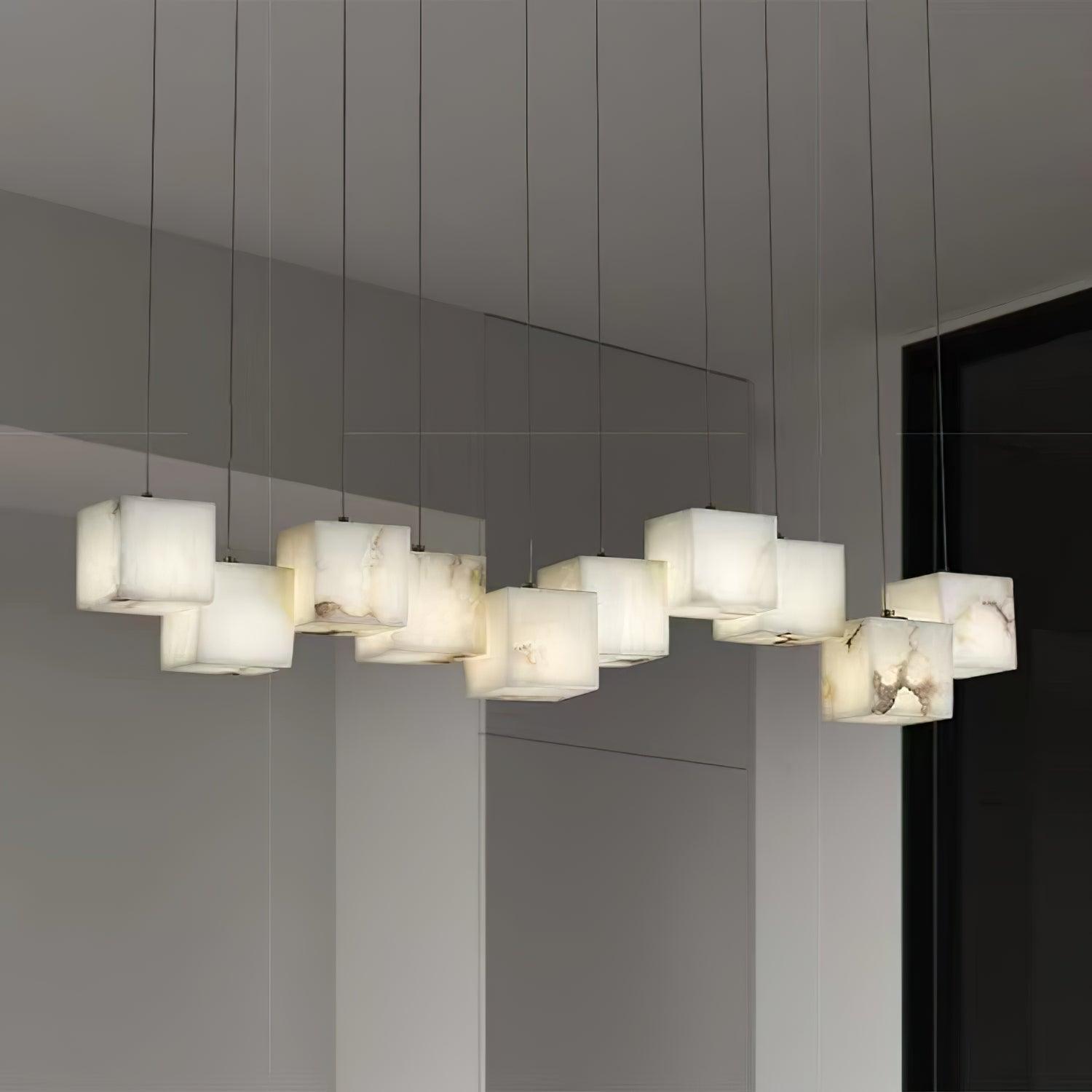 Develo Minimalist Alabaster Linear Pendant Light Chandelier