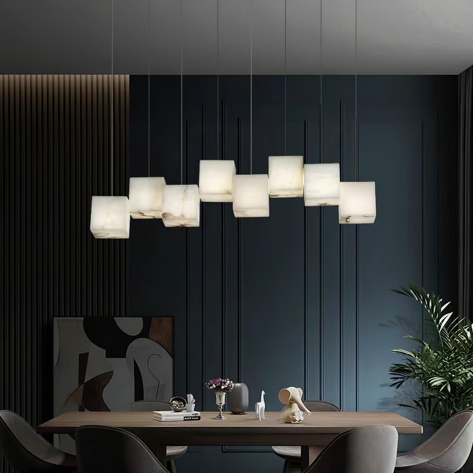 Develo Minimalist Alabaster Linear Pendant Light Chandelier