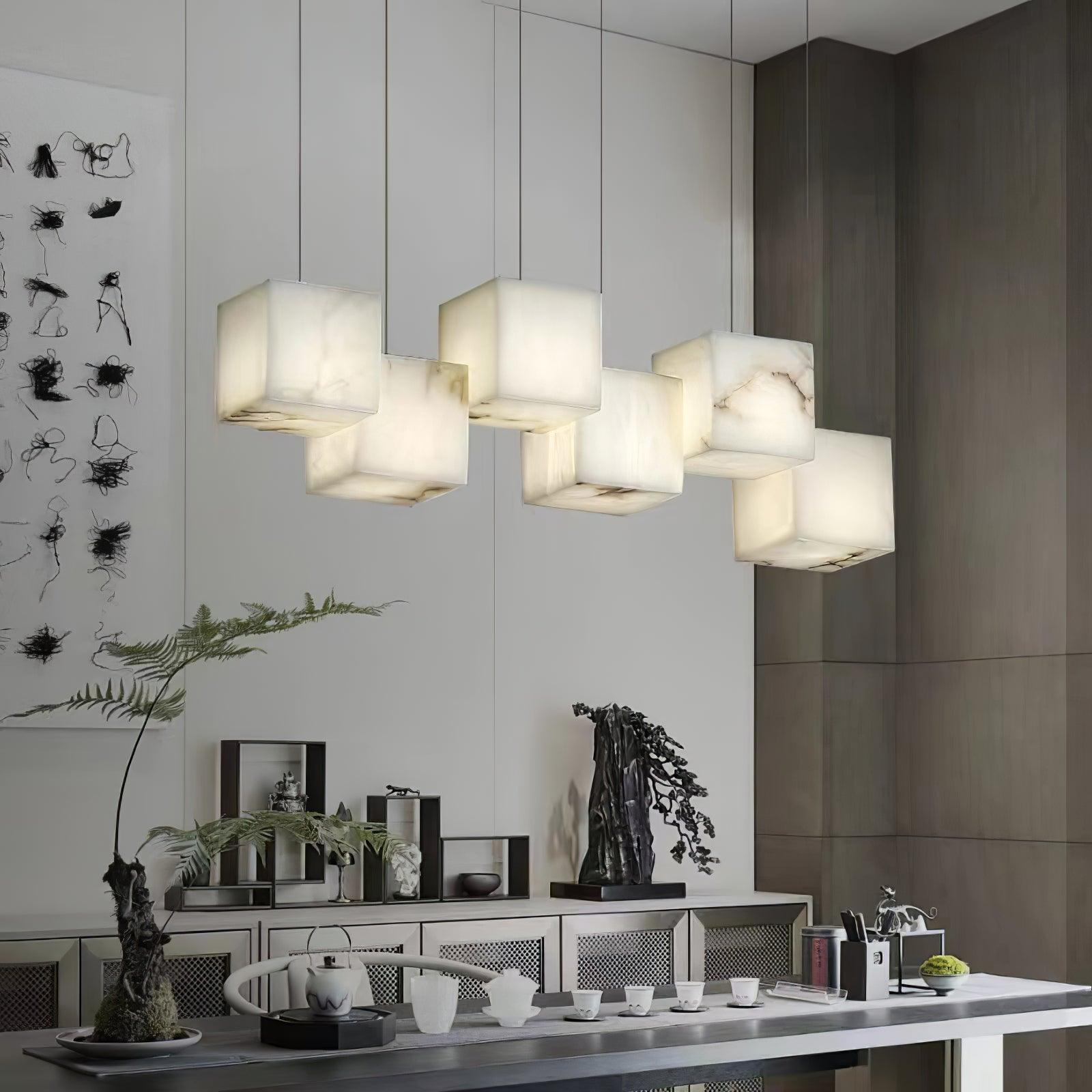 Develo Minimalist Alabaster Linear Pendant Light Chandelier
