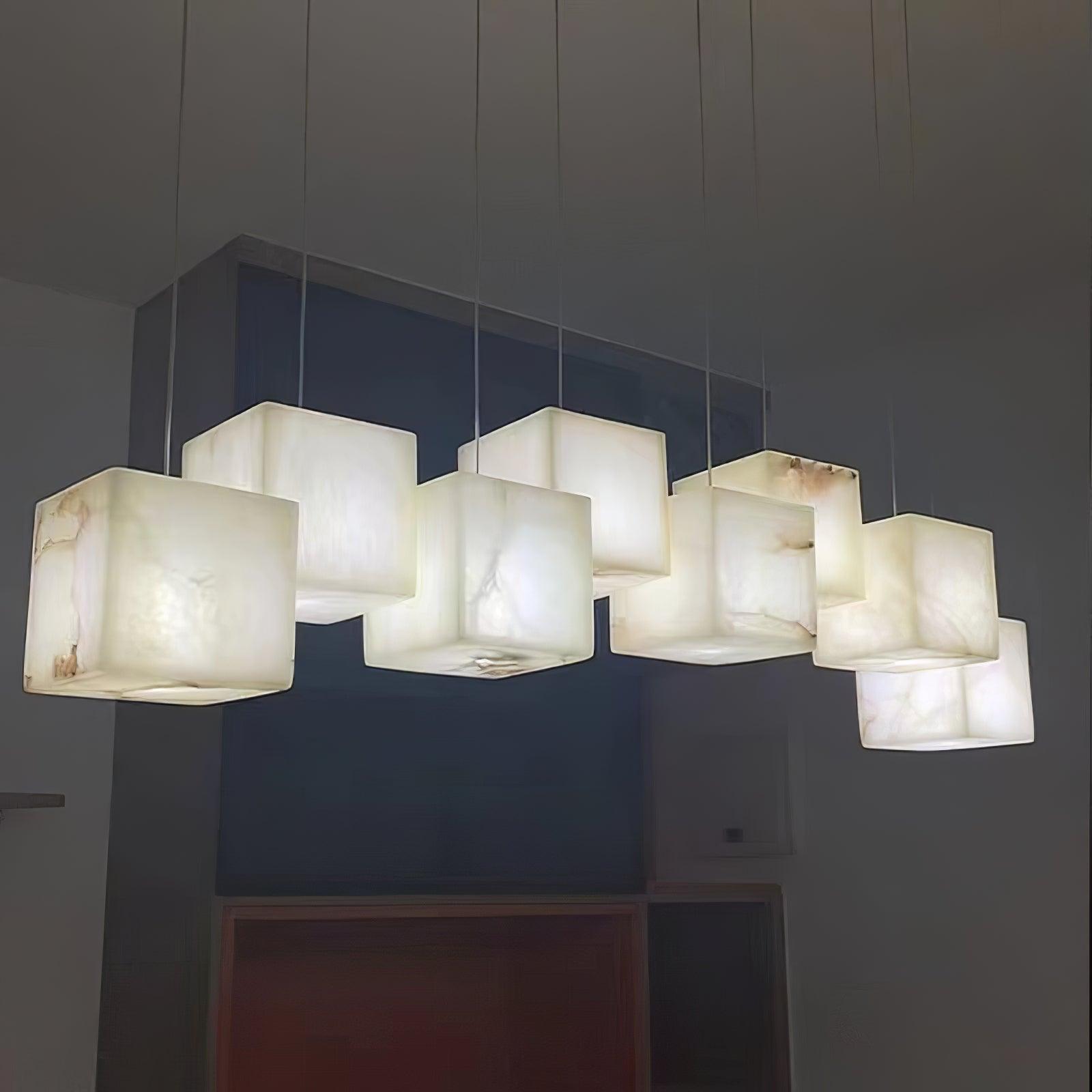 Develo Minimalist Alabaster Linear Pendant Light Chandelier