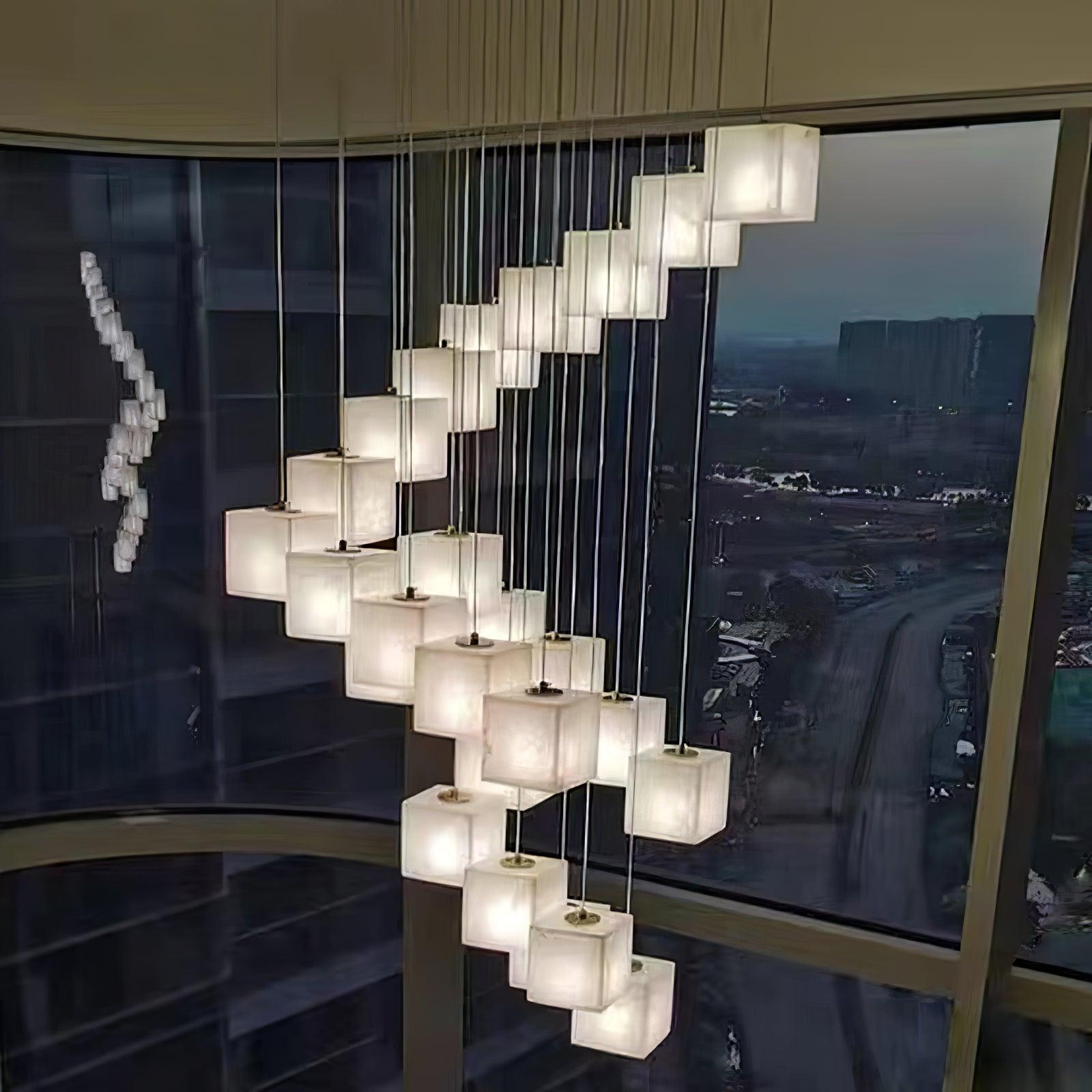 Develo Minimalist Alabaster Linear Pendant Light Chandelier