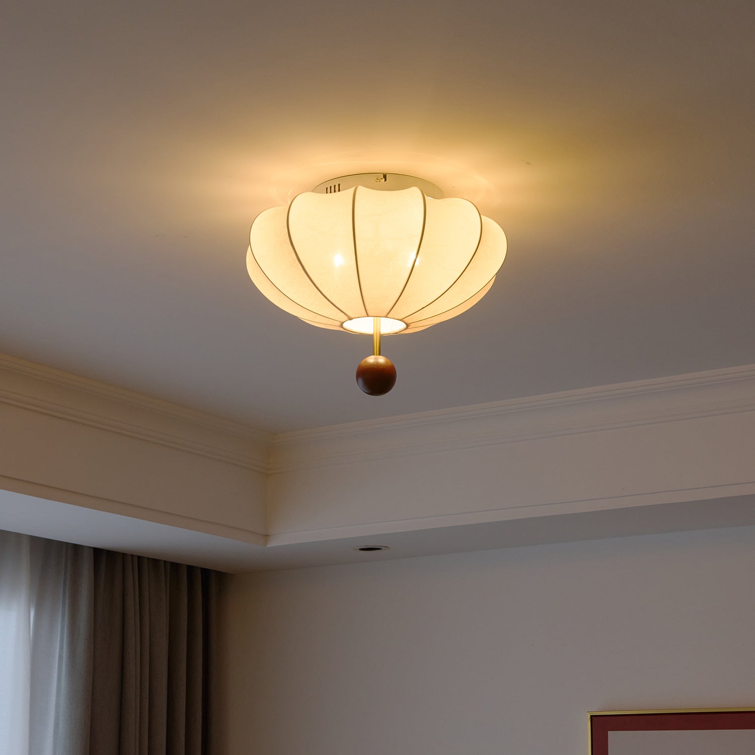 Rinelora Ceiling Light Wood Fabric Lantern