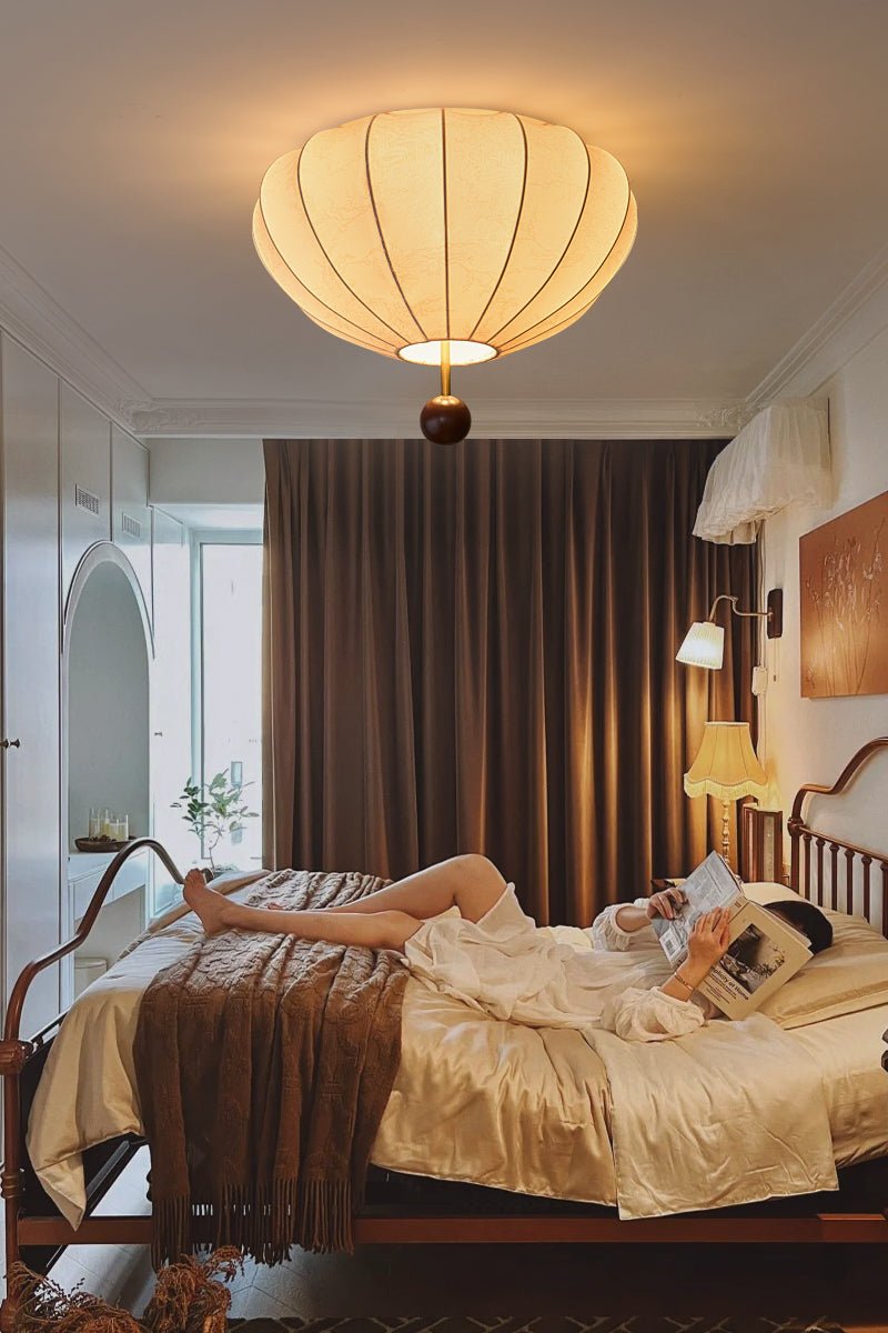 Rinelora Ceiling Light Wood Fabric Lantern