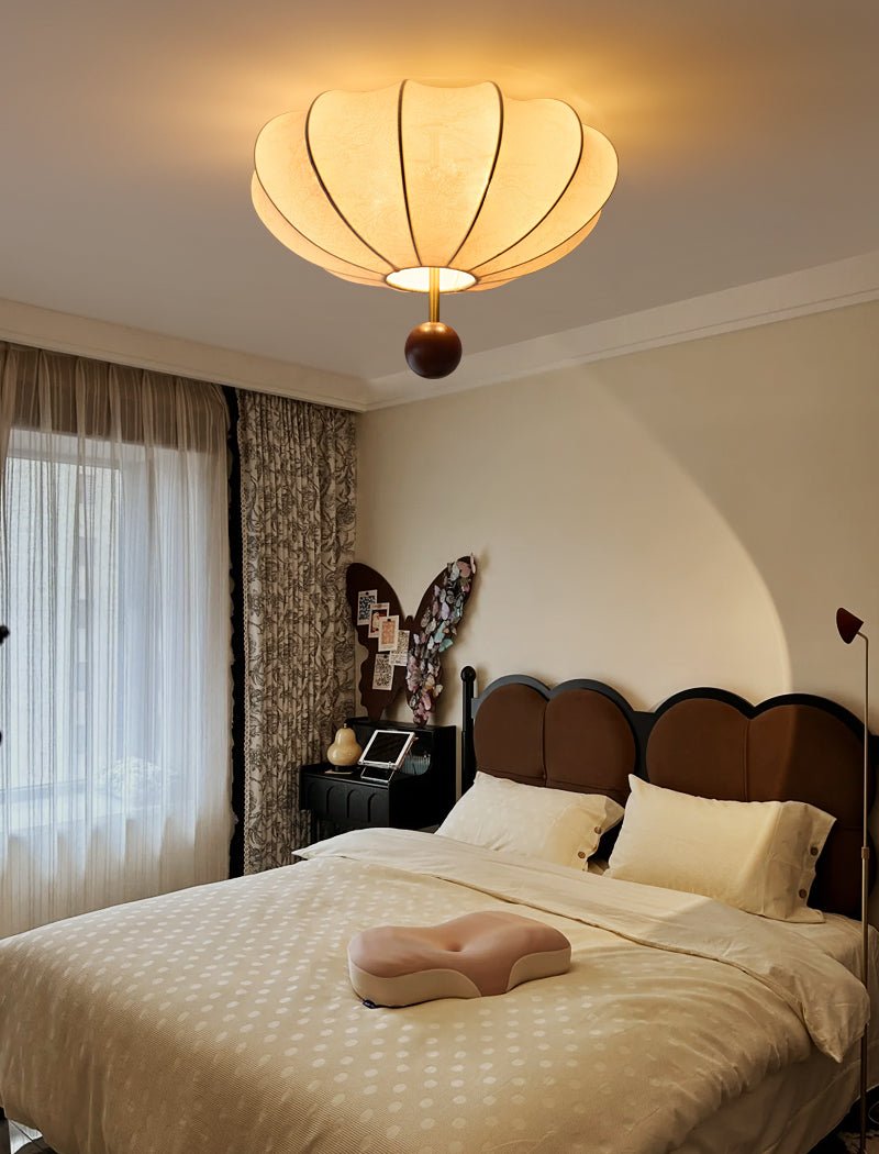 Rinelora Ceiling Light Wood Fabric Lantern