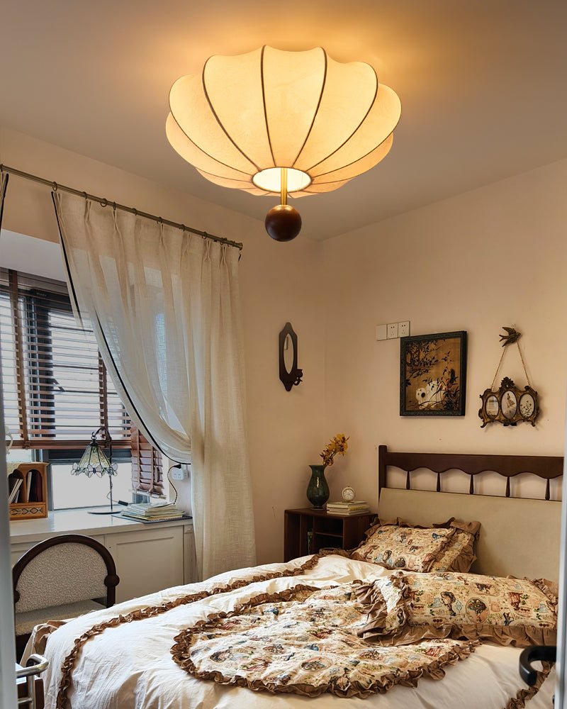 Rinelora Ceiling Light Wood Fabric Lantern
