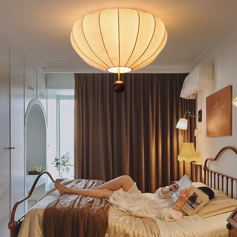 Rinelora Ceiling Light Wood Fabric Lantern