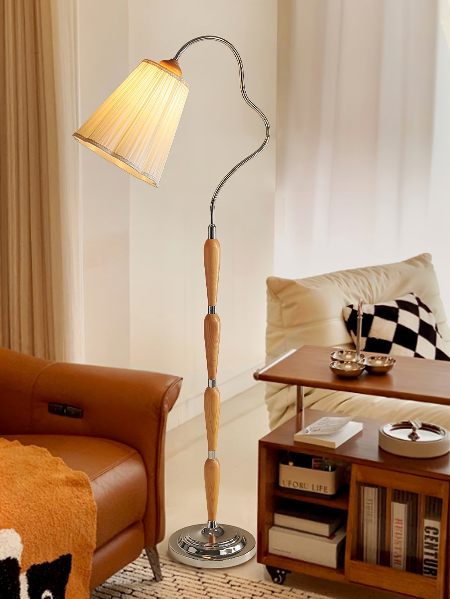 Foster Vintage Wood Floor Lamp