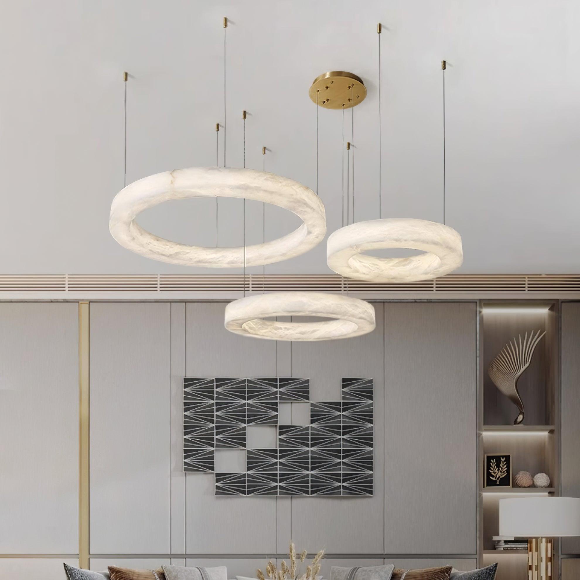 Vaelen Alabaster Multi-Ring Pendant Light