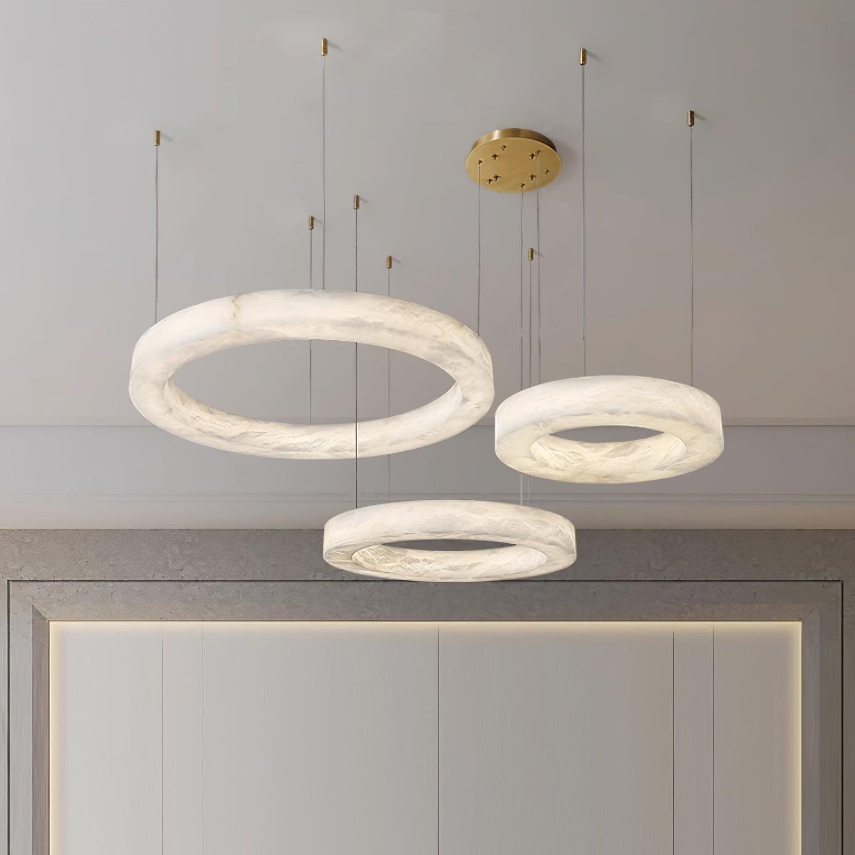 Vaelen Alabaster Multi-Ring Pendant Light