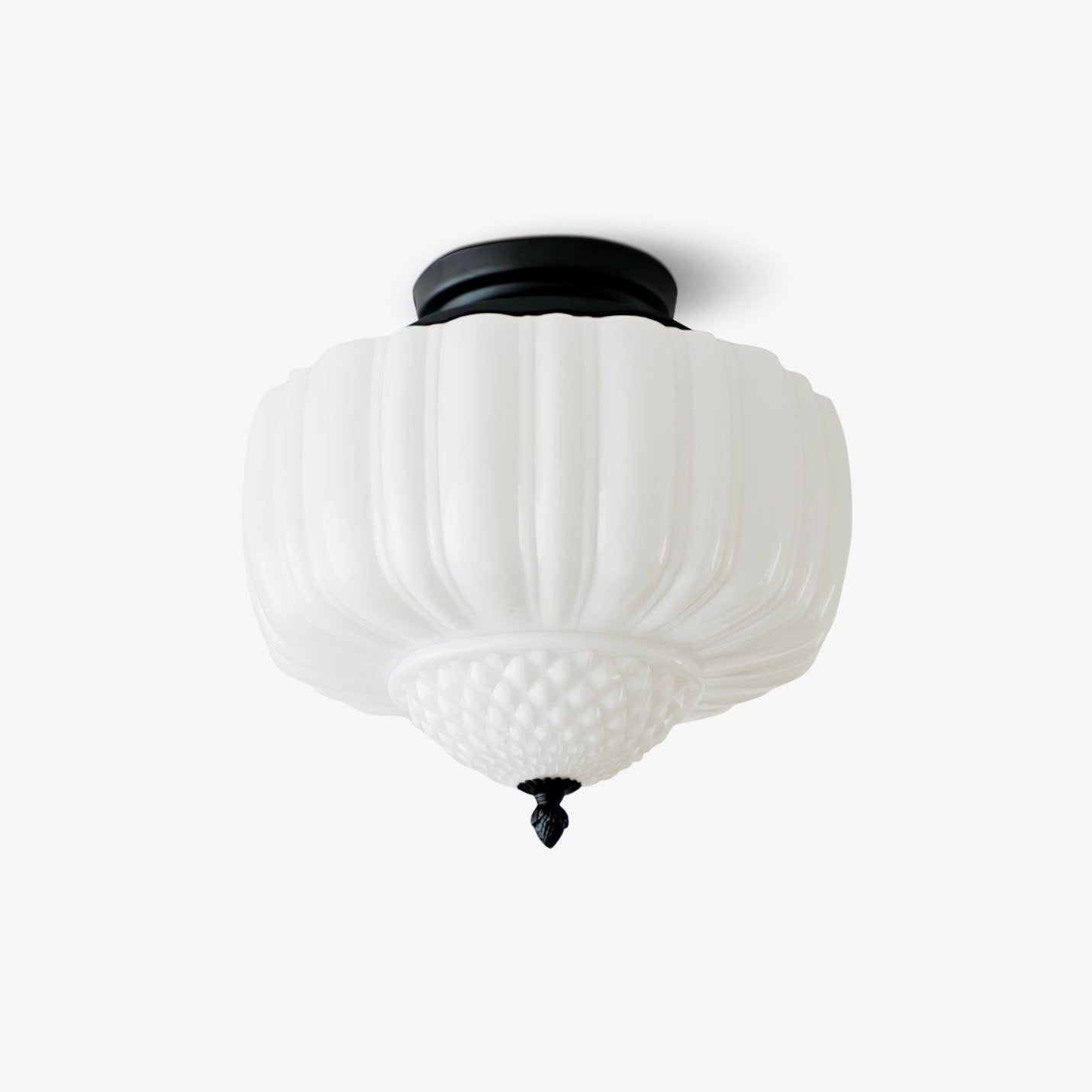 Aveny Ceiling Light Opal Glass Fluted Dome Vintage