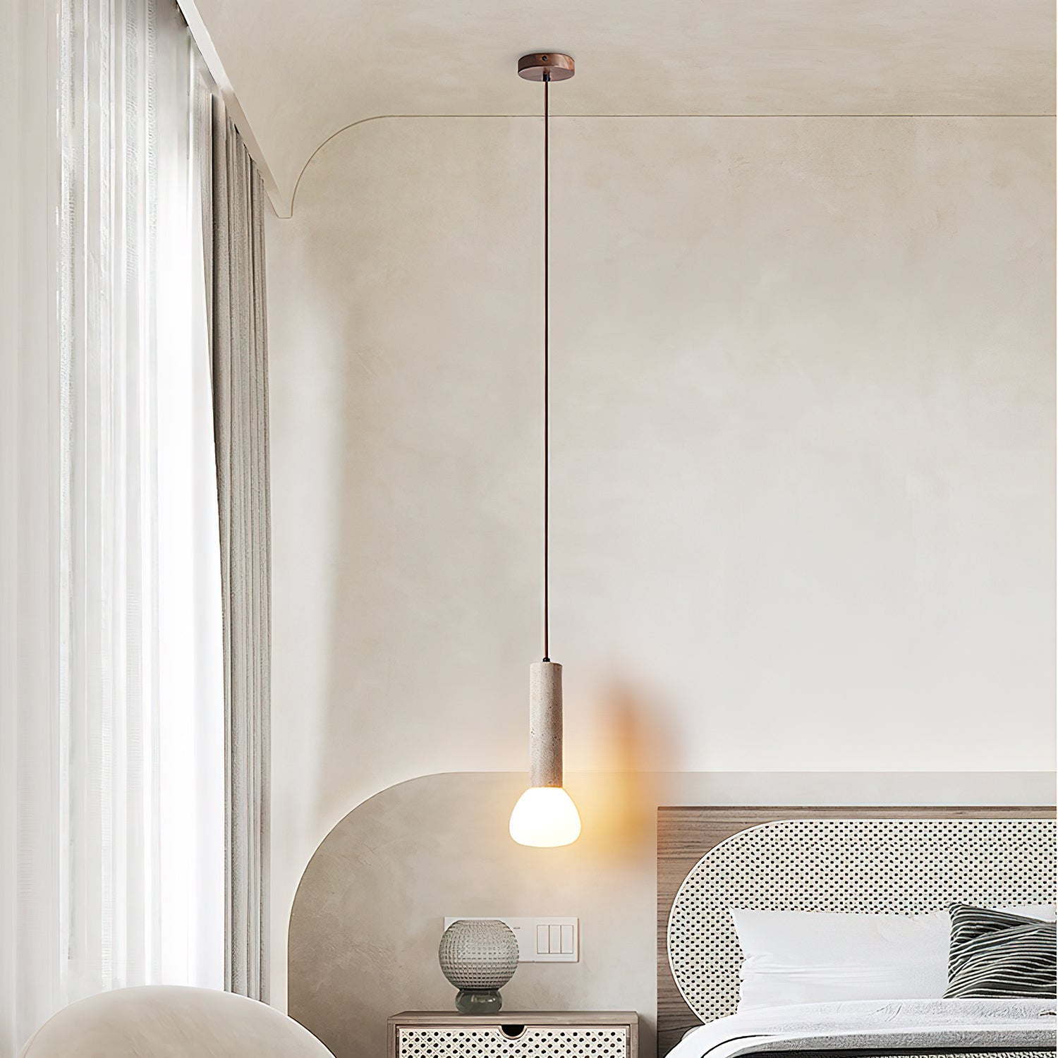 Beia Minimalist Travertine Pendant Light