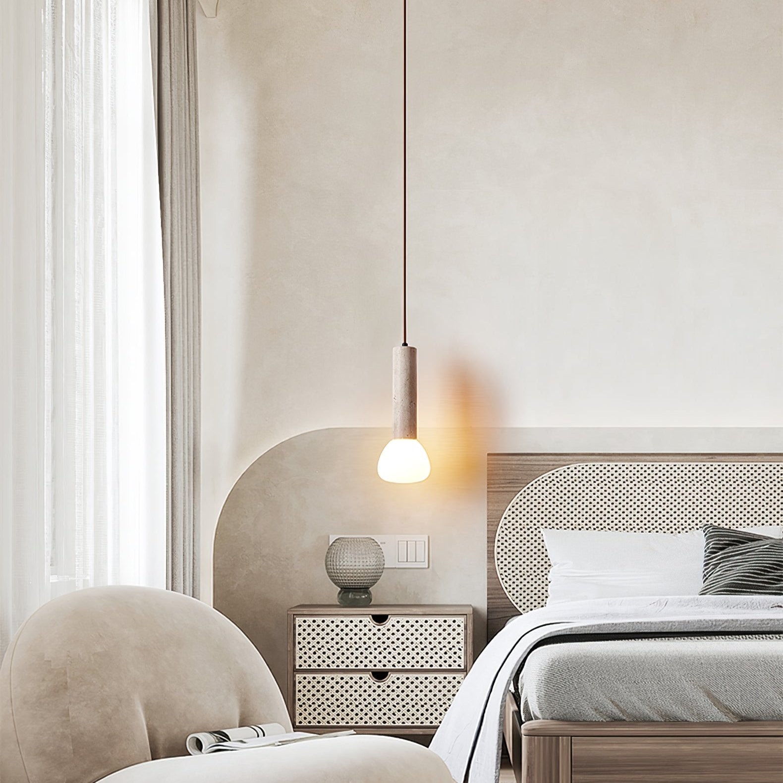 Beia Minimalist Travertine Pendant Light