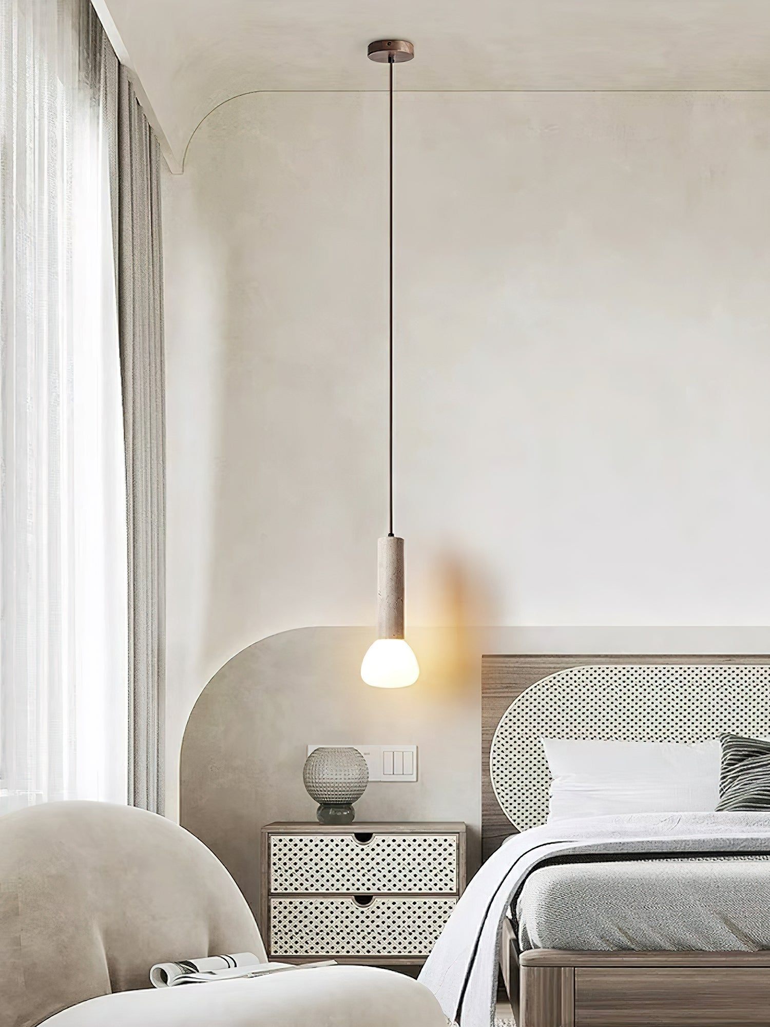 Beia Minimalist Travertine Pendant Light
