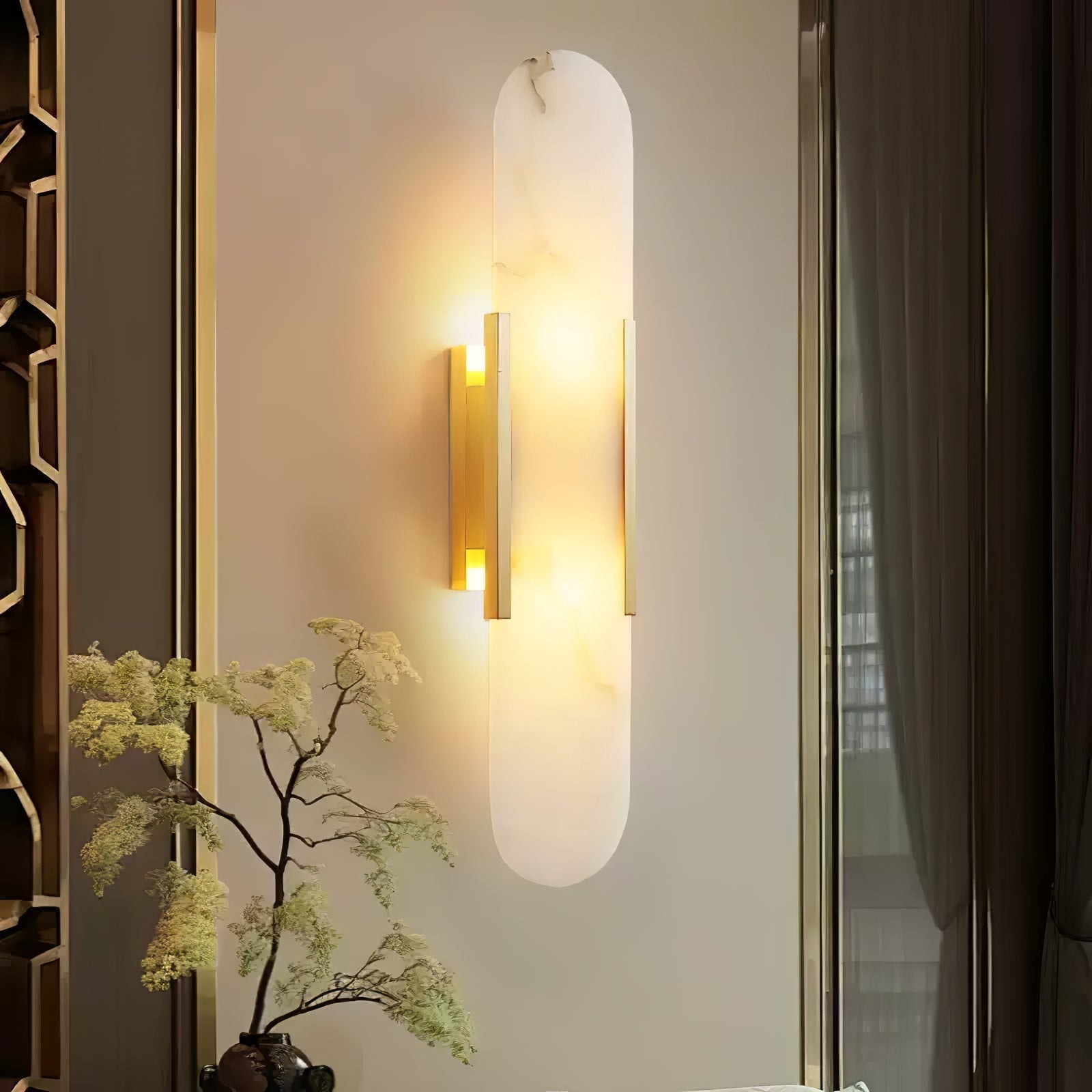 Bano Oblong Alabaster Plug Wall Light