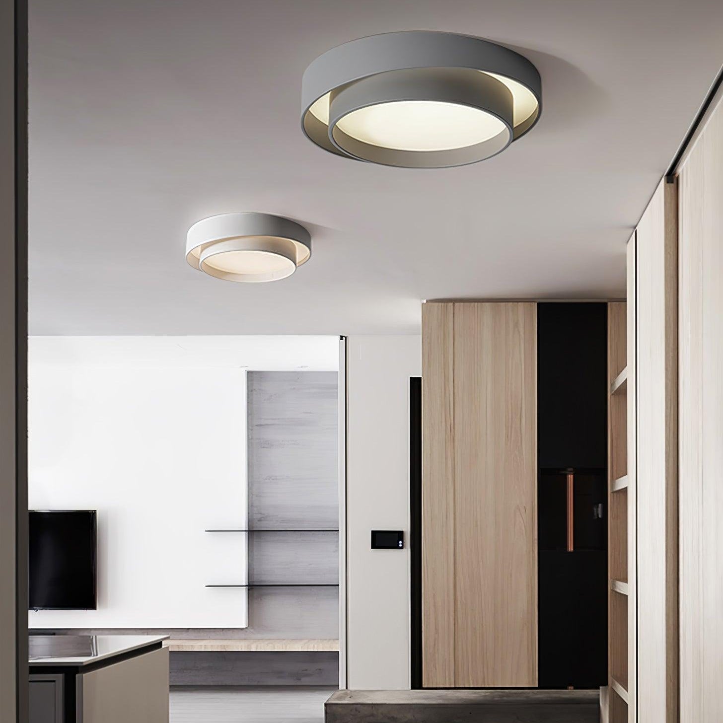 Lustra Ceiling Light Double Layers Modern Cylinder