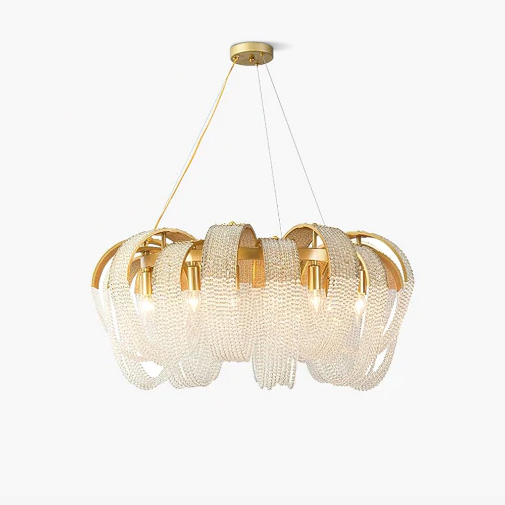 Siv Chandelier Mesh Crystal Gold Waterfall Sparkle