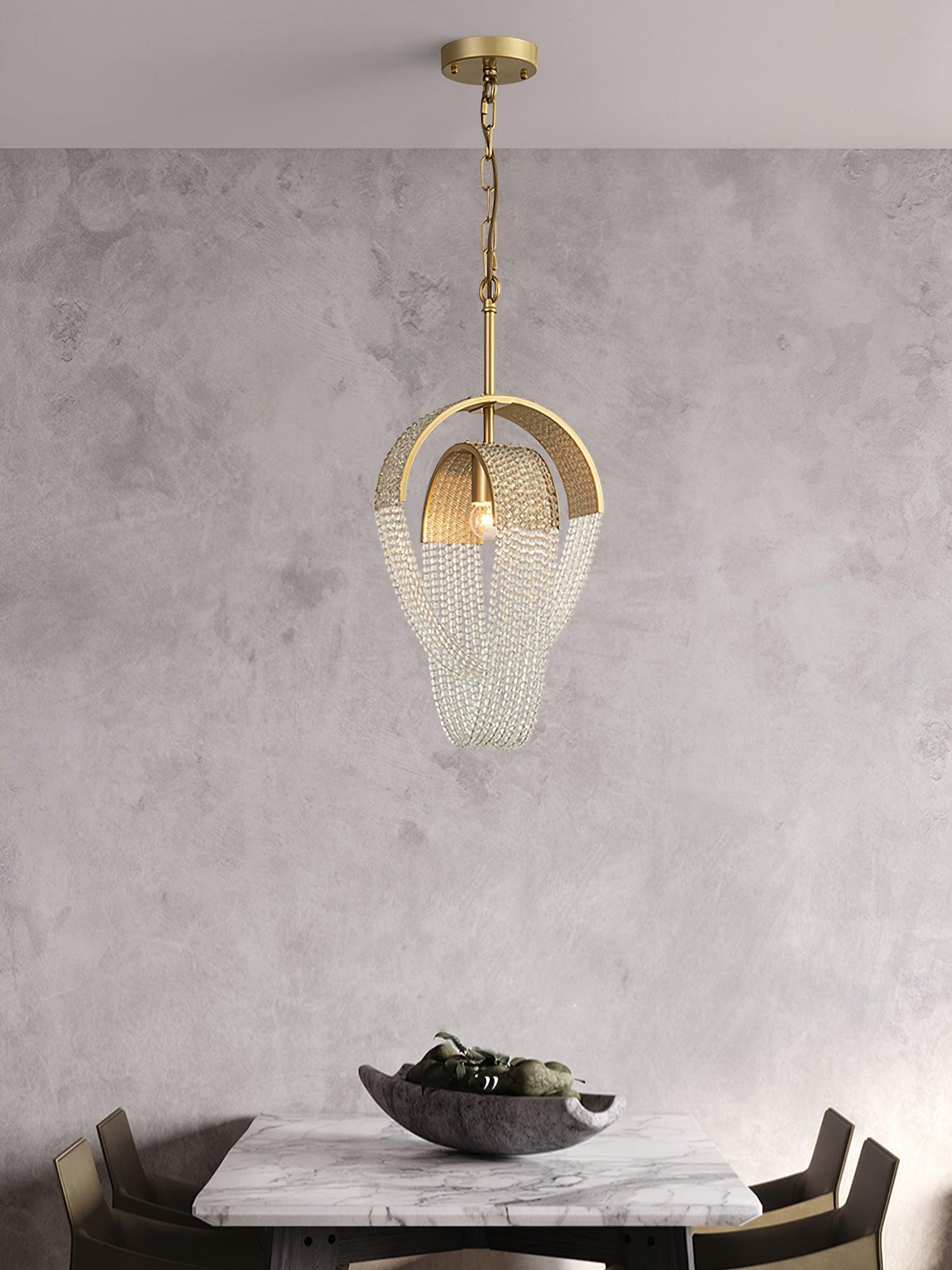 Siv Chandelier Mesh Crystal Gold Waterfall Sparkle