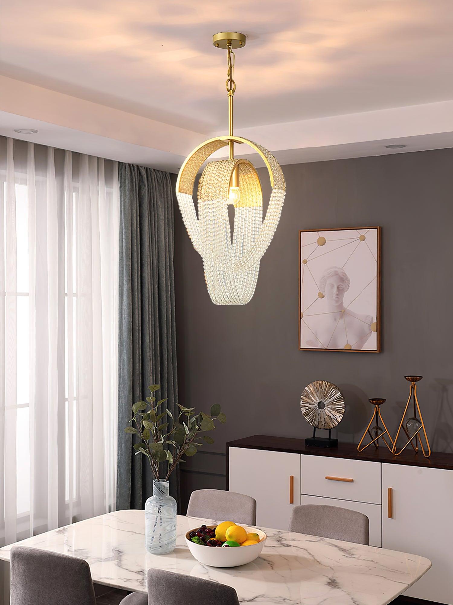 Siv Chandelier Mesh Crystal Gold Waterfall Sparkle