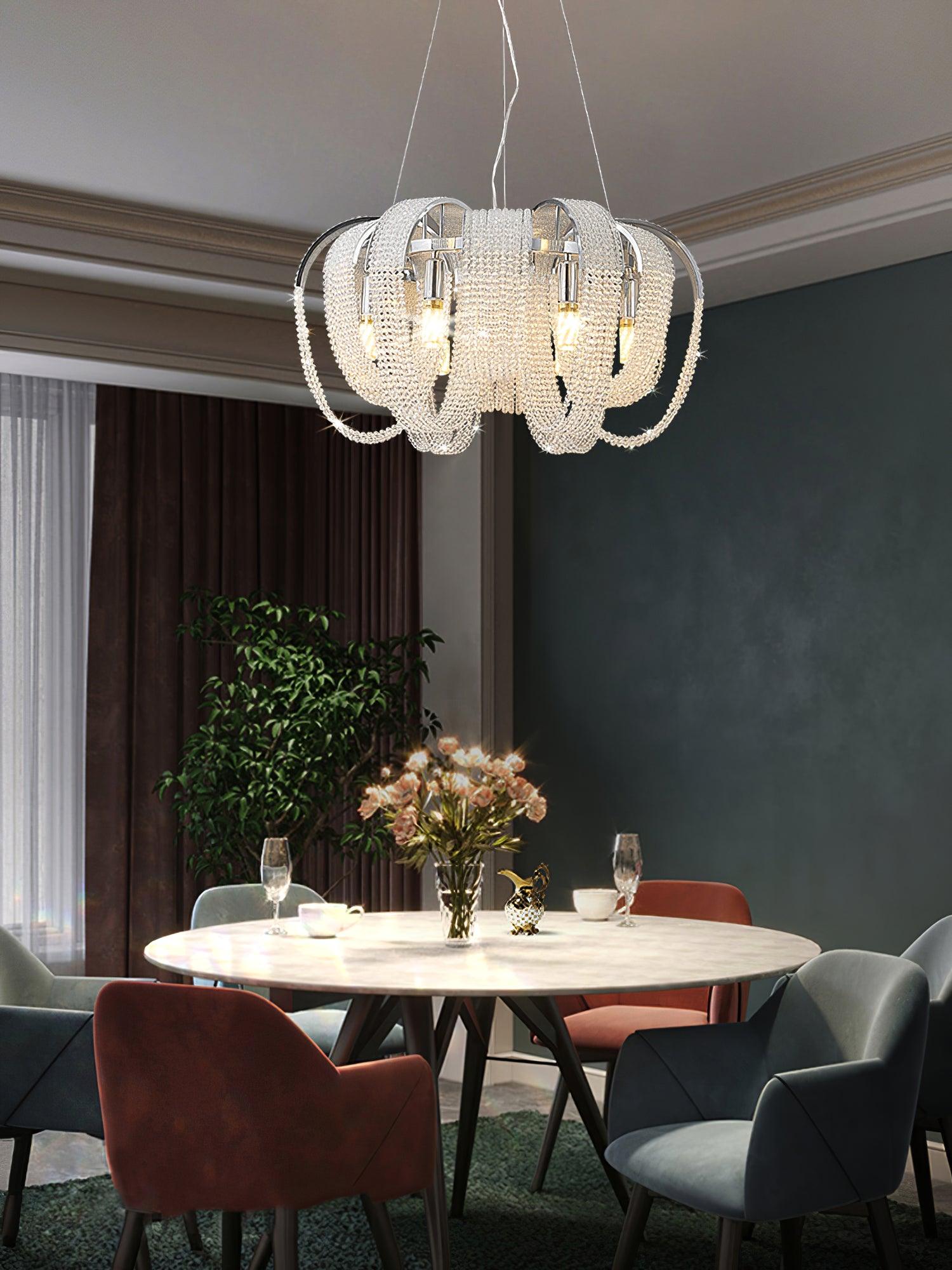 Siv Chandelier Mesh Crystal Gold Waterfall Sparkle