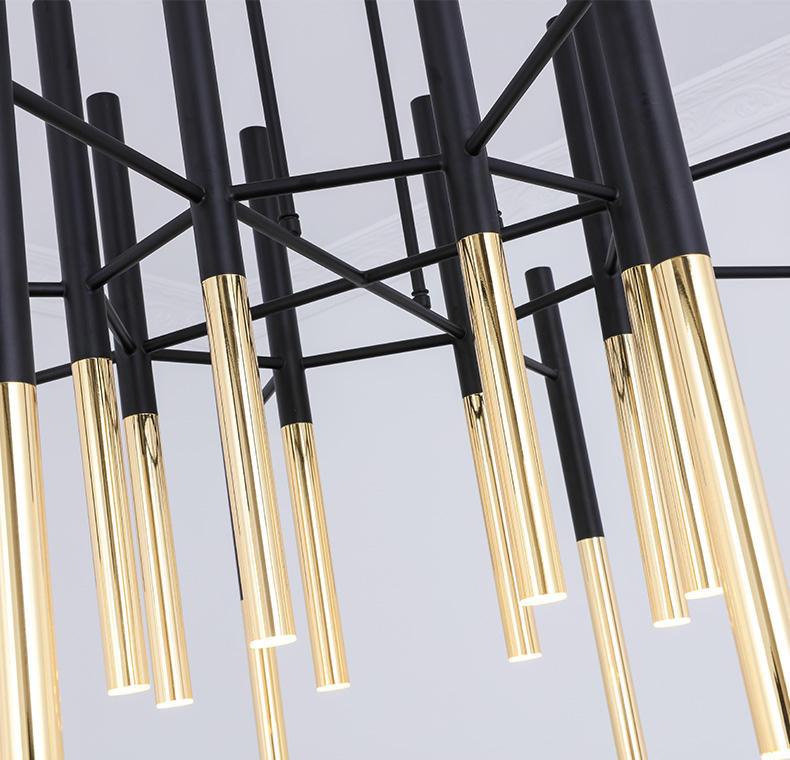 Arixon Chandelier Modern Rods Black Gold