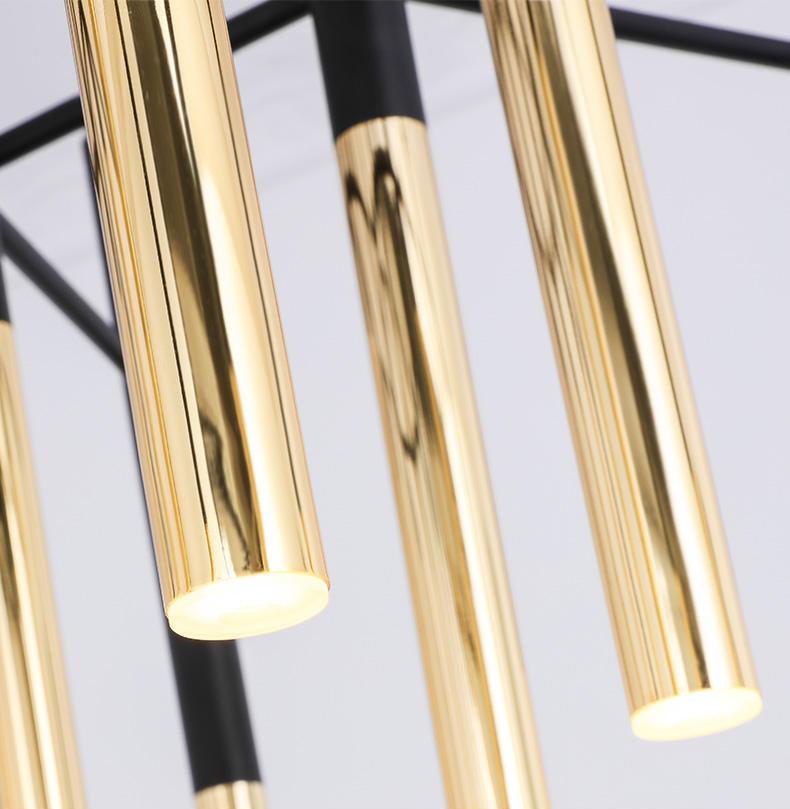 Arixon Chandelier Modern Rods Black Gold