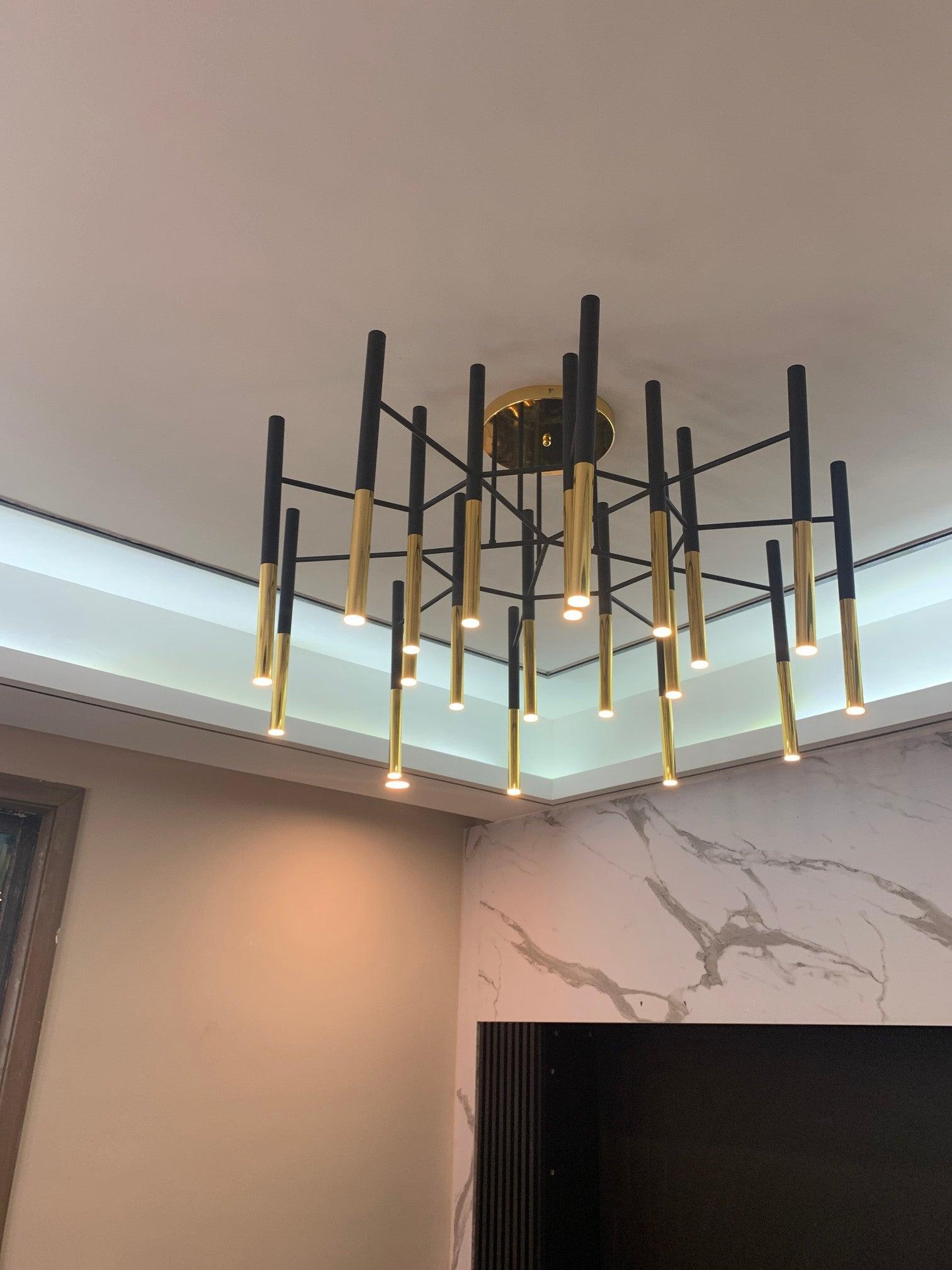 Arixon Chandelier Modern Rods Black Gold