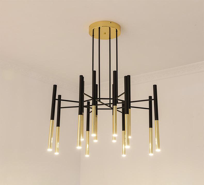 Arixon Chandelier Modern Rods Black Gold