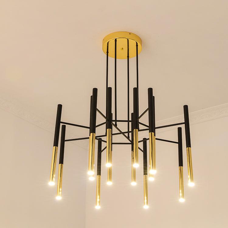 Arixon Chandelier Modern Rods Black Gold