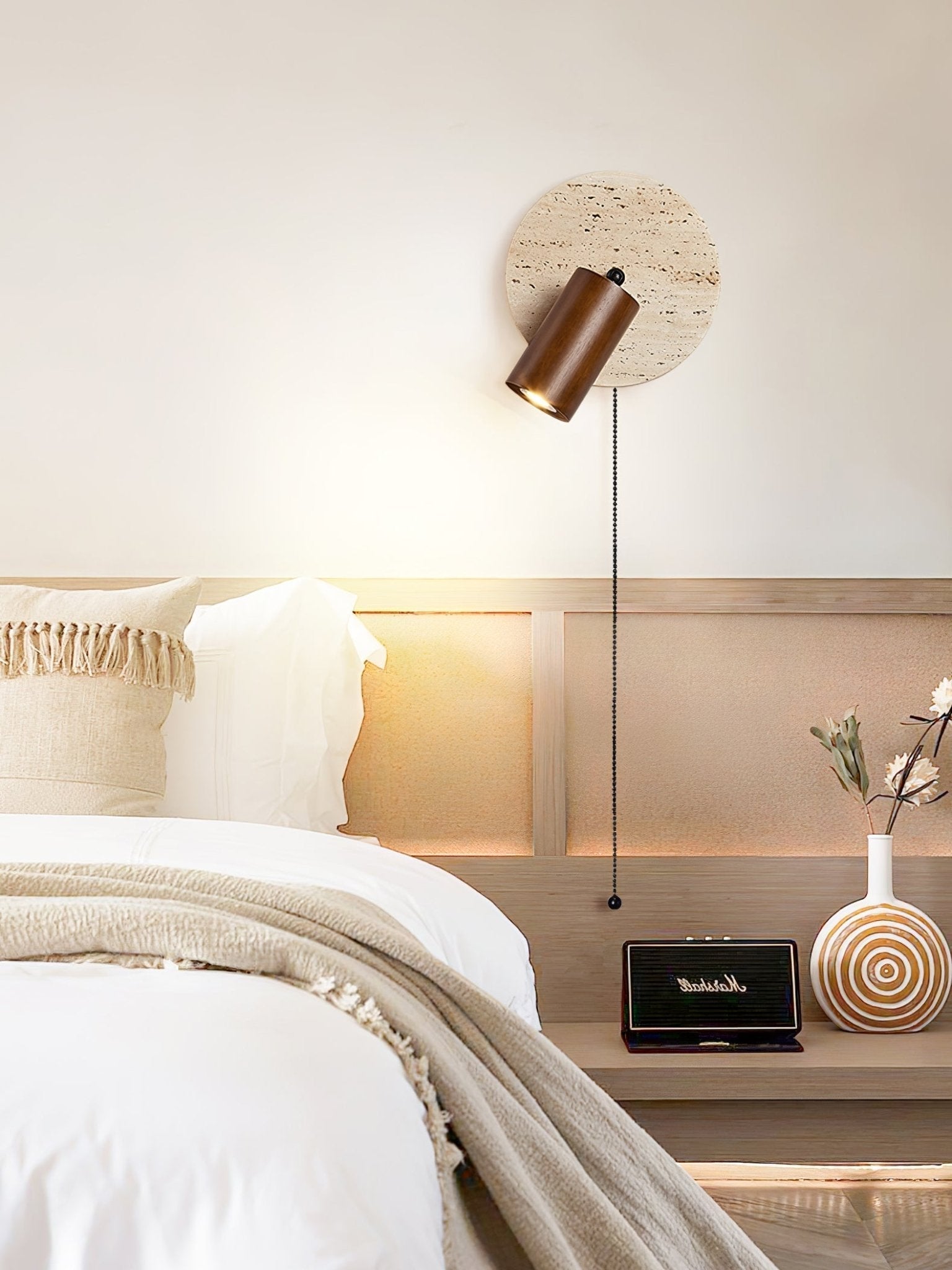 Romino Disc Swing Travertine Wall Light