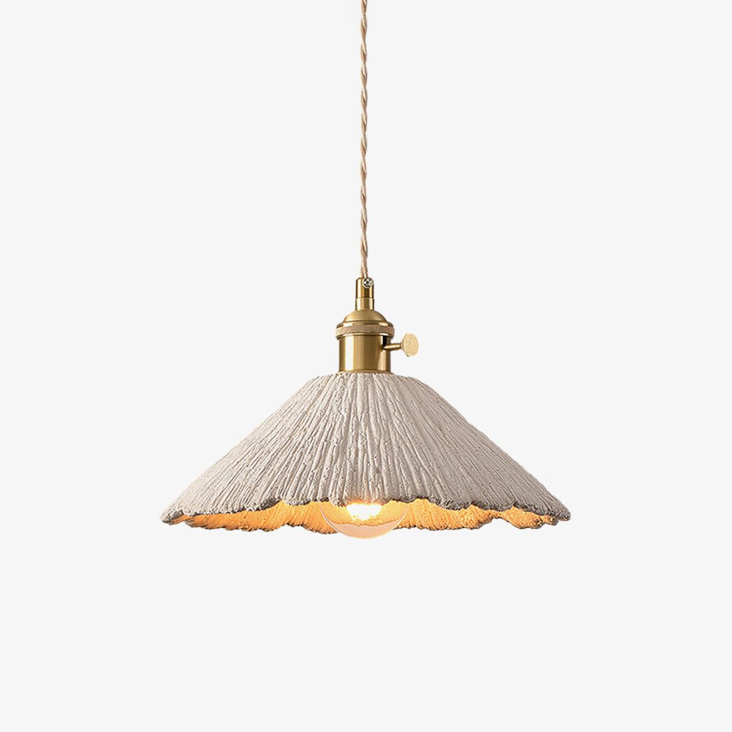 Microcement Pendant Lamp Adjustable Fabric Shade