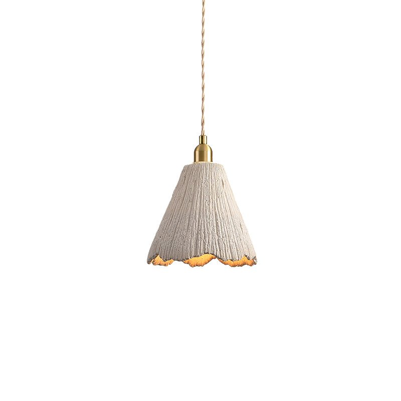 Microcement Pendant Lamp Adjustable Fabric Shade