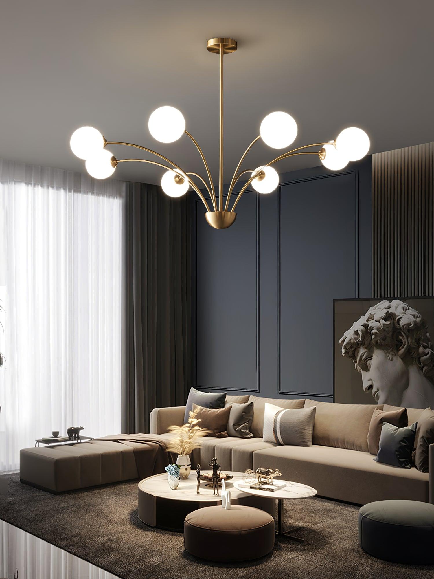 Ralem Chandelier Curved Arms Brass