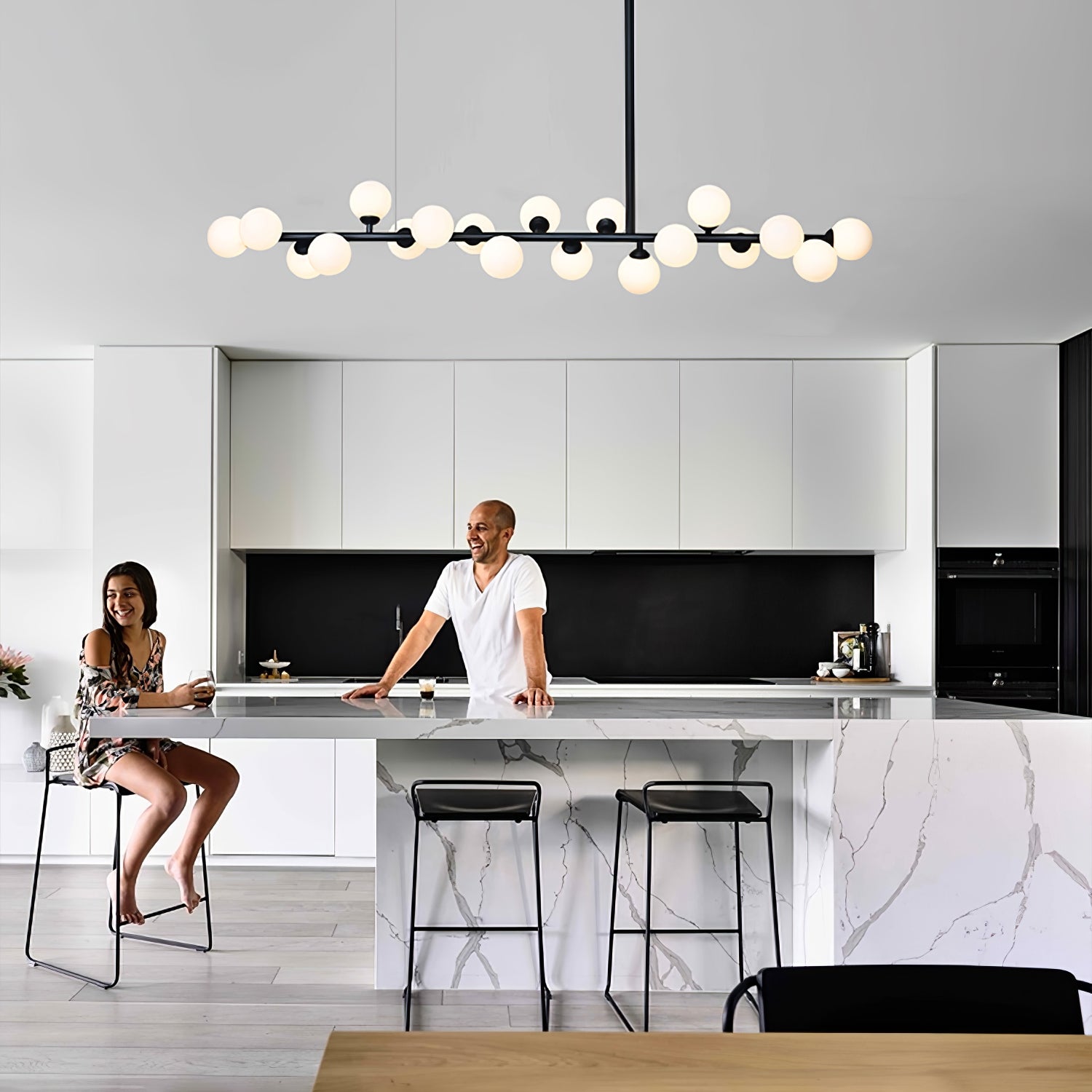 Lumiray Black Linear Globe Pendant Light