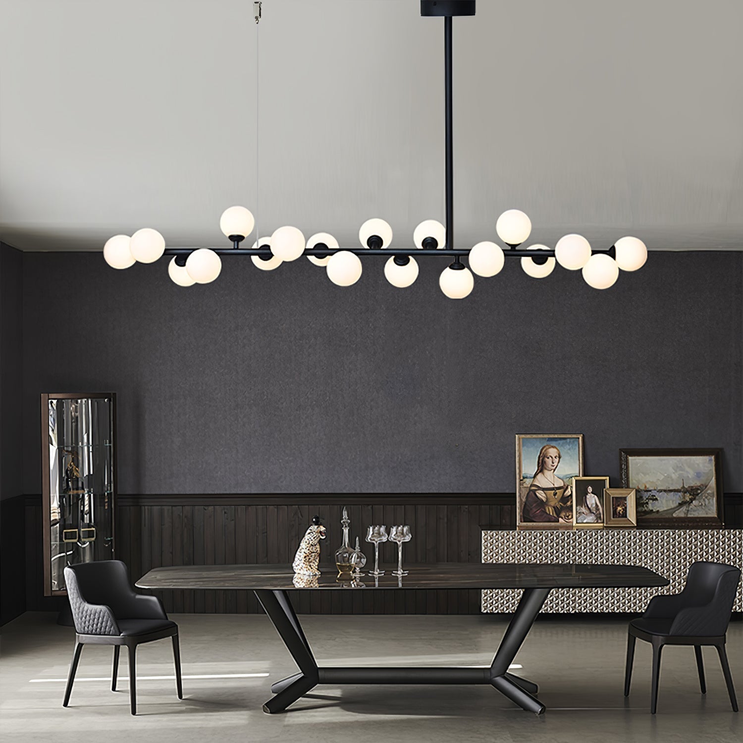 Lumiray Black Linear Globe Pendant Light