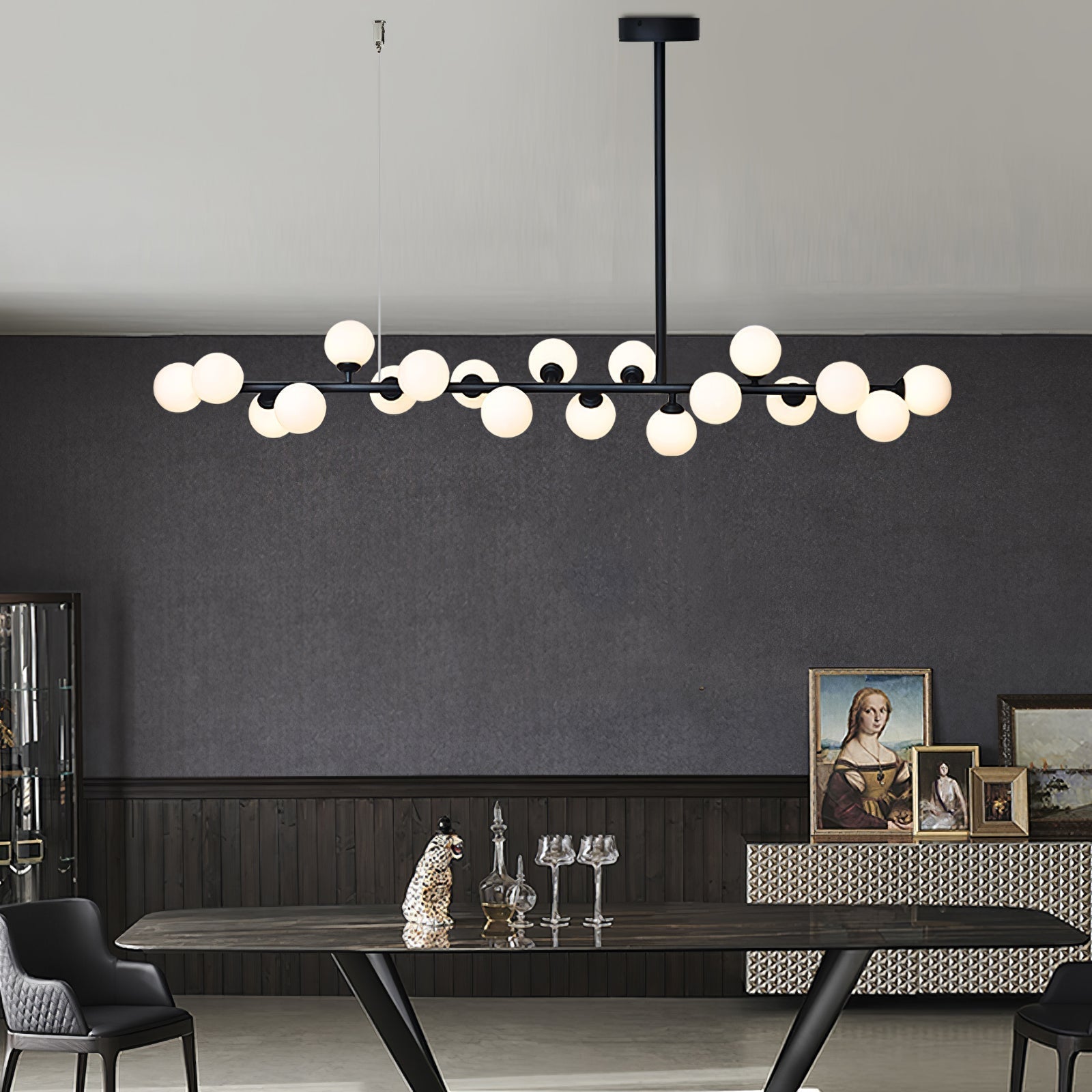 Lumiray Black Linear Globe Pendant Light